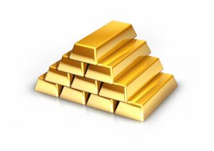 Gold bars on white background