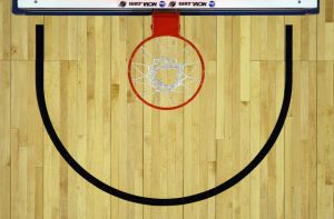 An overhead view of the basket from the second round of the NCAA Men's Basketball Tournament