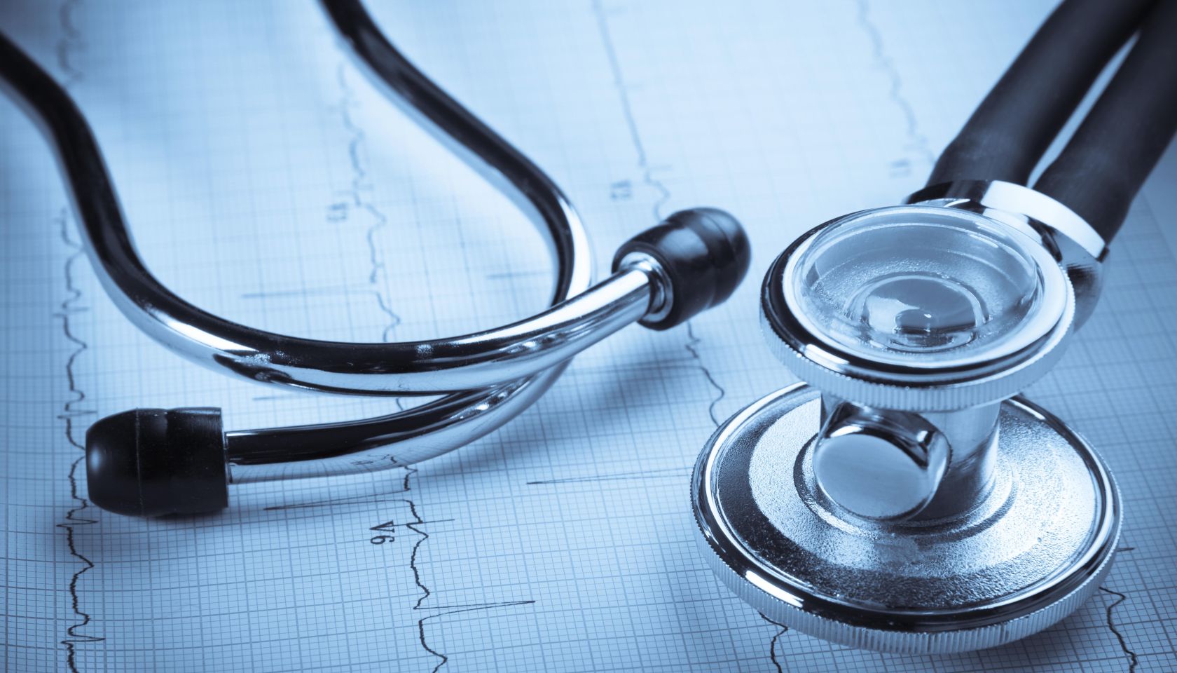 Stethoscope and EKG Representing Cardiac Checkup