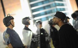 Protest in front of Ferguson Police Station