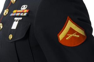 Mid section view of a navy officer