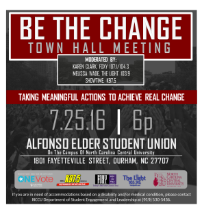 Be The Change Town Hall flier