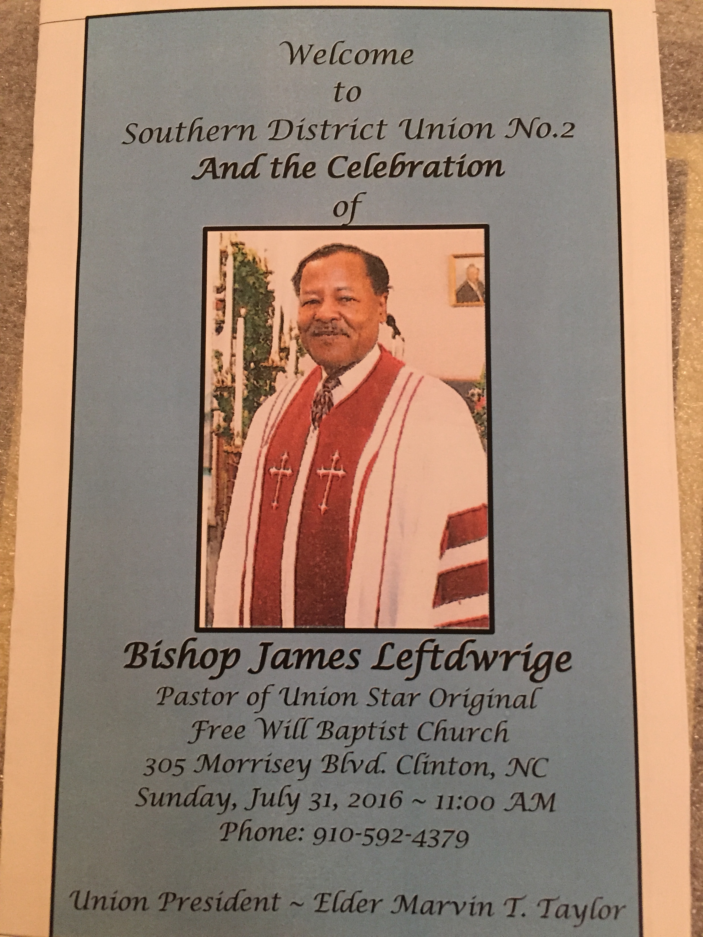 July 2016 Pastor of the Month