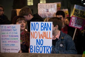 Thousands of protesters at Downing Street, against Donald...