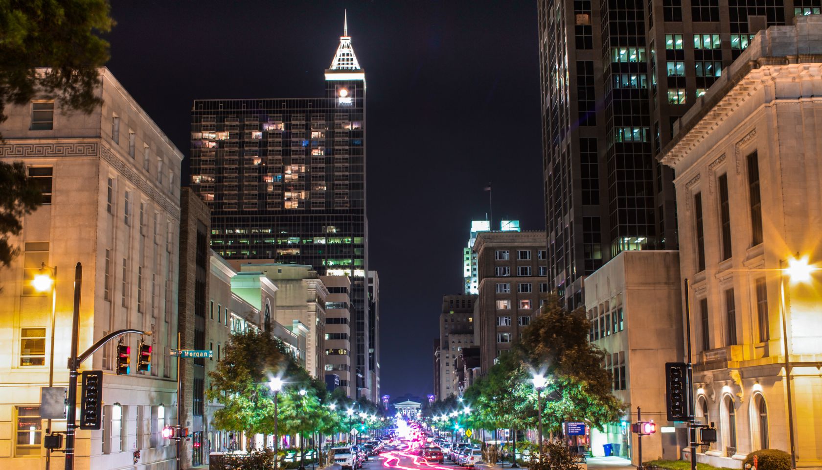 Raleigh's Fayetteville Street at night