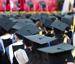 graduation caps during commencement