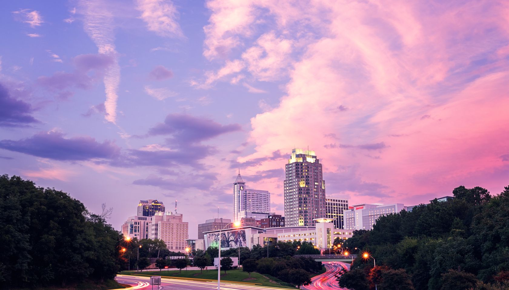 The Raleigh Skyline at Sunset