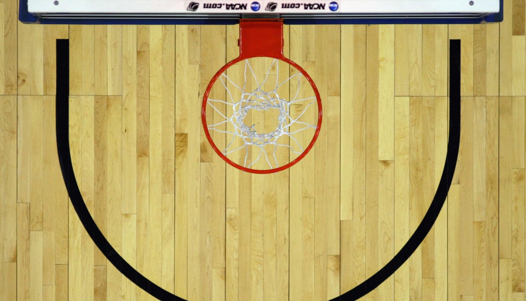 An overhead view of the basket from the second round of the NCAA Men's Basketball Tournament