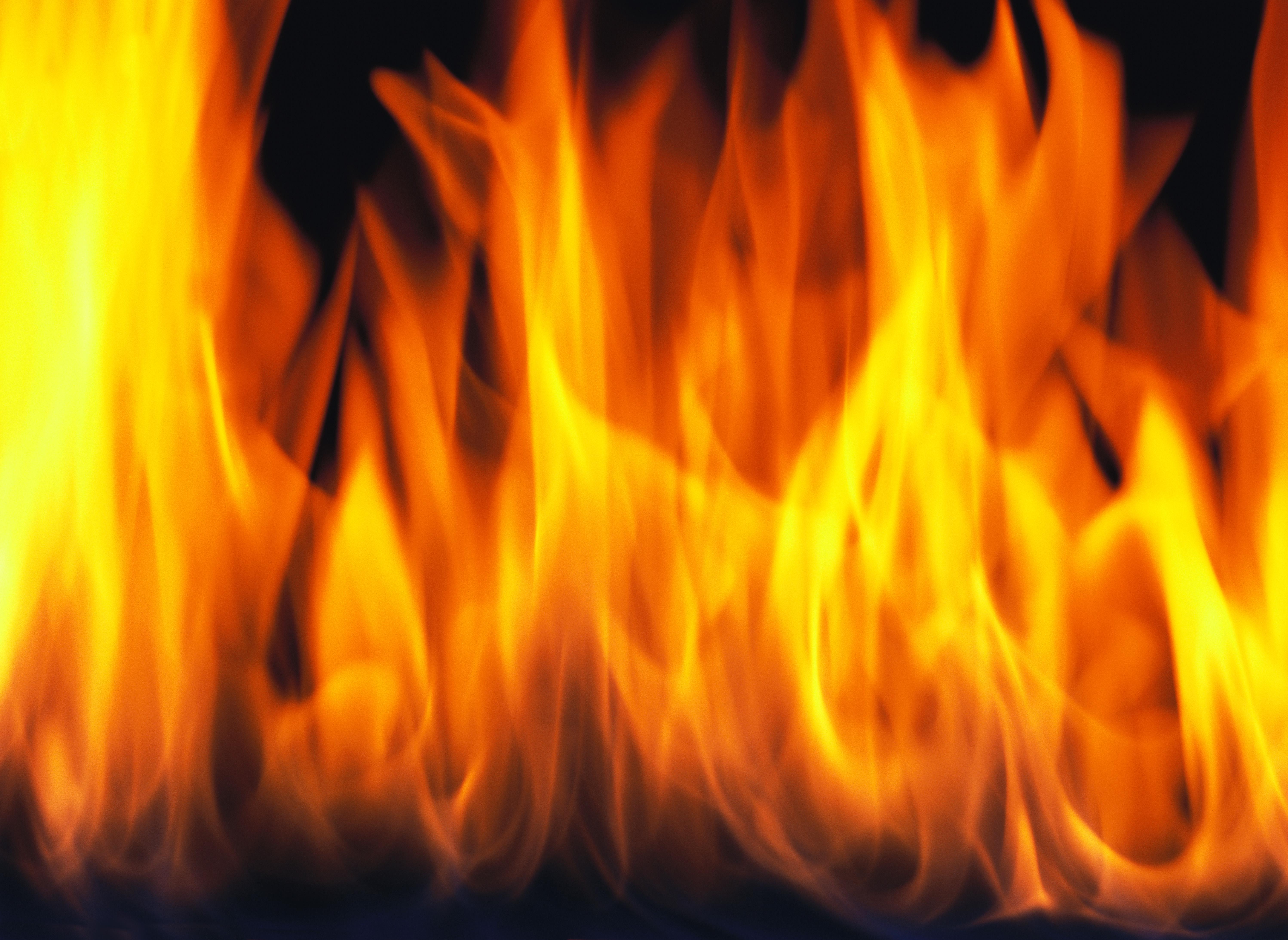 close-up of flames from a fire rising