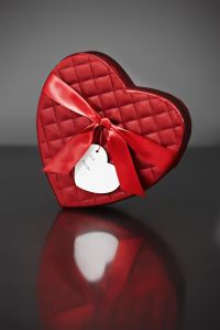 Red Valentine's heart-shaped box