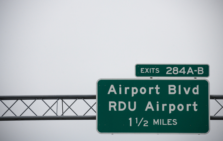 Raleigh-Durham International Airport Highway Sign