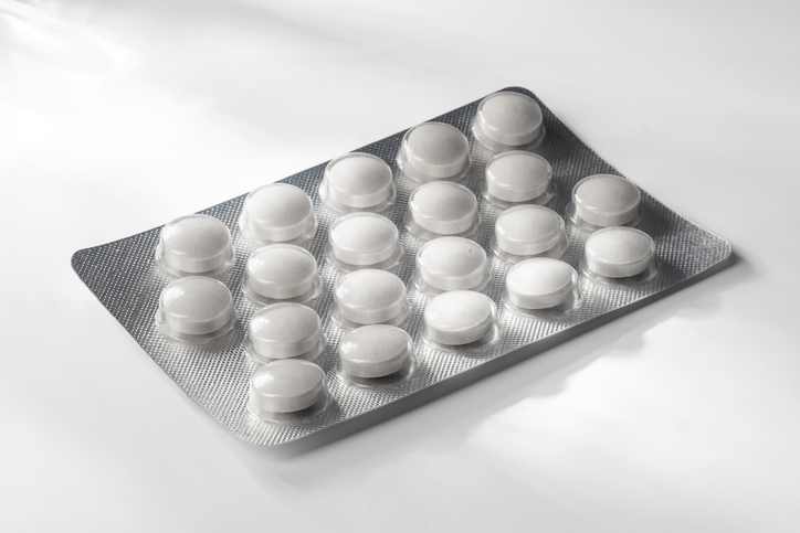 Medicine tablets close up in blister pack