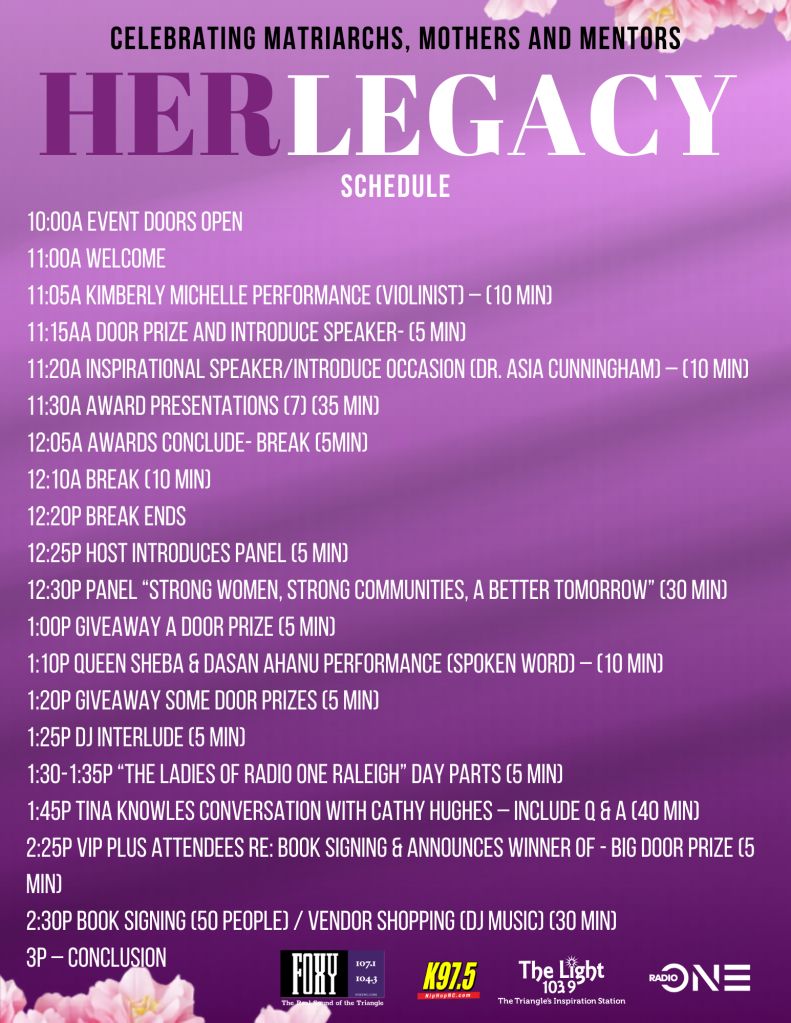 Her Legacy Schedule Tina Knowles