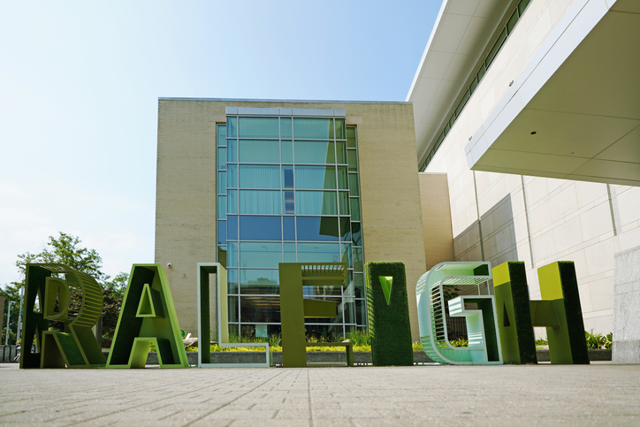 Raleigh sculpture at the entrance to the downtown Convention Center