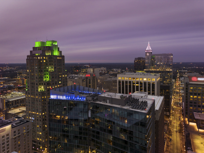 View of downtown Raleigh North Carolina skyline at night